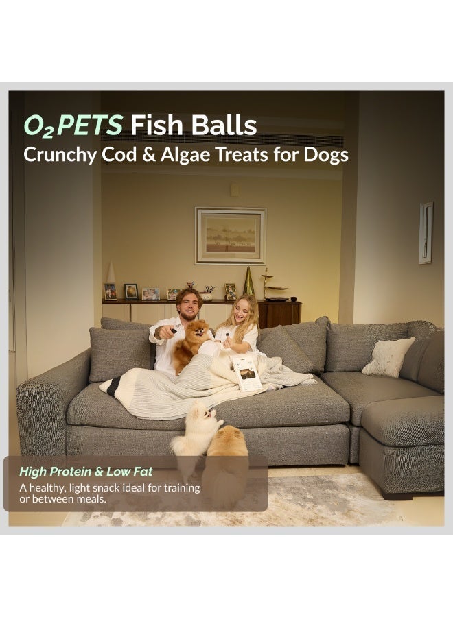 O2Pets Dog and Puppy Fishballs with Algae Natural Treats – 90% Cod Fish with Spirulina and Chlorella – Active Immune Support & Green Superfood Snack, High-Protein Grain-Free Reward 90g - Image 2